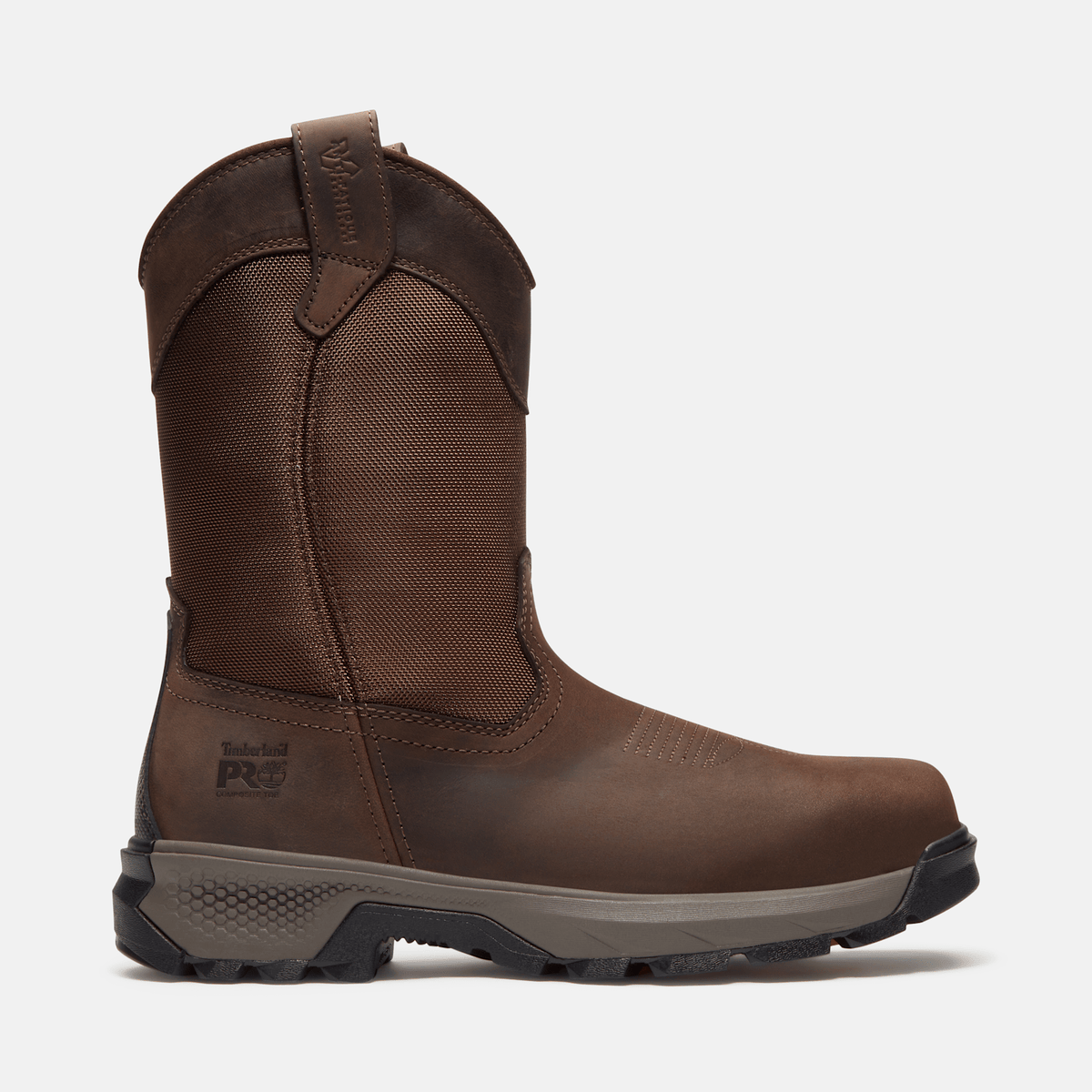 Mens Timberland PRO TiTAN EV PullOn Composite Toe Work Boot TBL Dark Brown FullGrain HERO