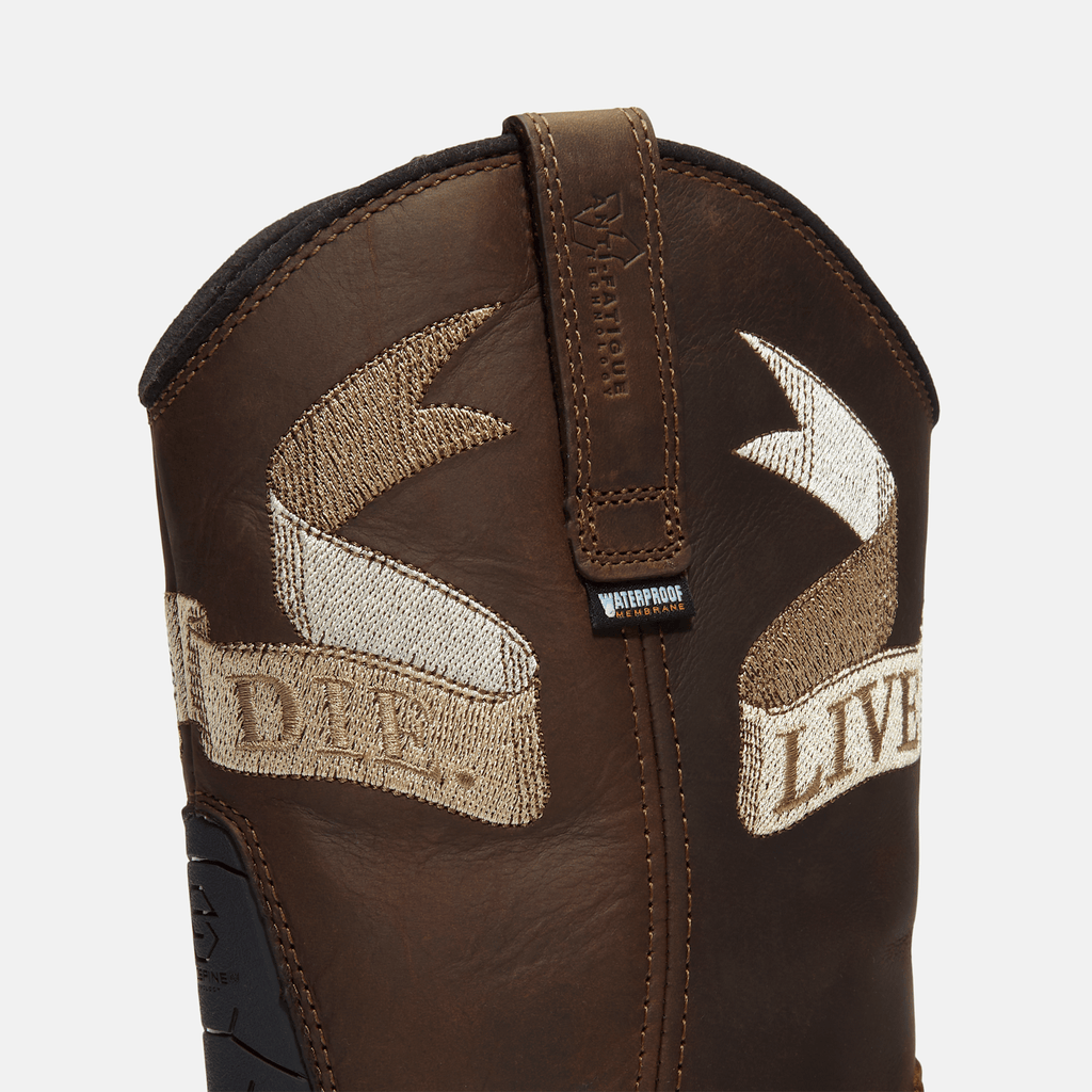 Mens True Grit Live Free or Die PullOn Soft Toe Waterproof Work Boot TBL Medium Brown FullGrain ALT7