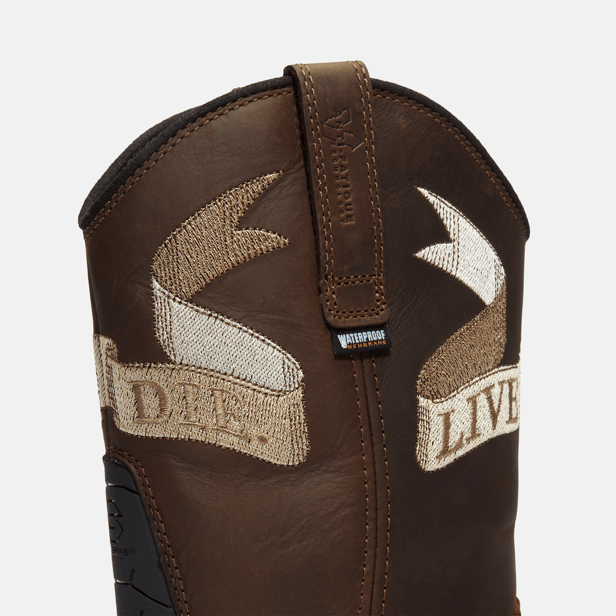 Mens True Grit Live Free or Die PullOn Soft Toe Waterproof Work Boot TBL Medium Brown FullGrain ALT7