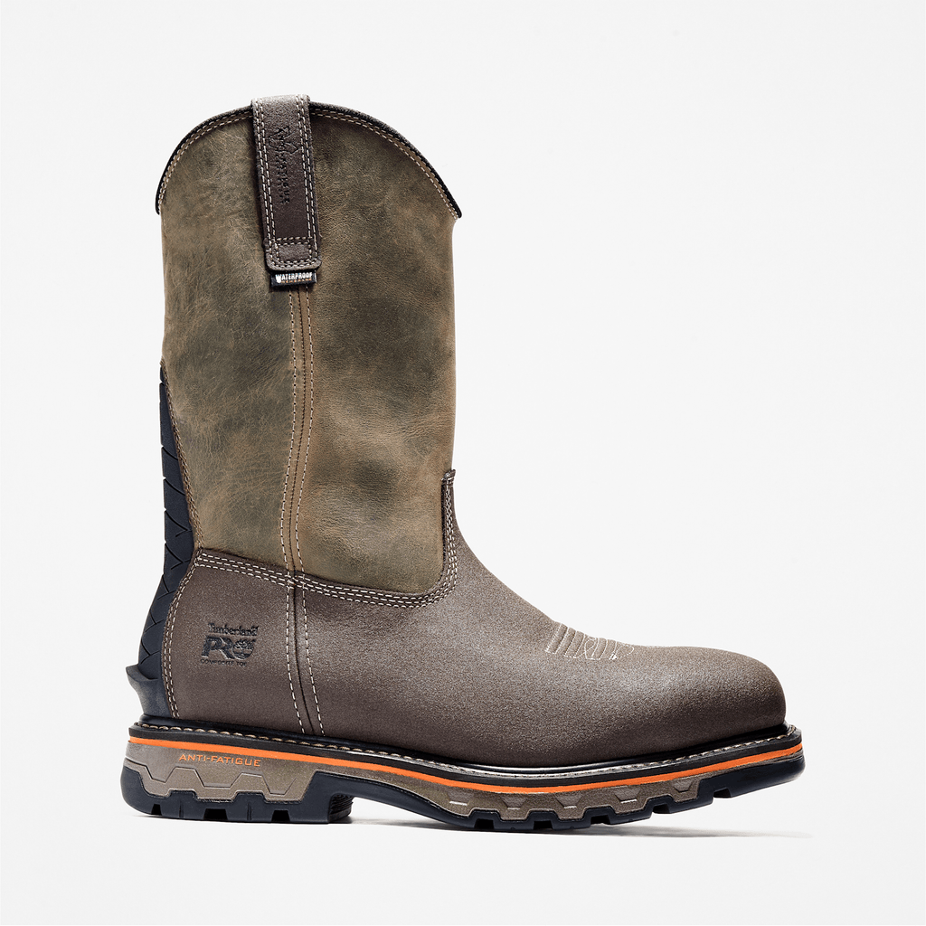 Mens True Grit Pull On Composite Toe Waterproof Work Boot TBL Rancher Brown HERO