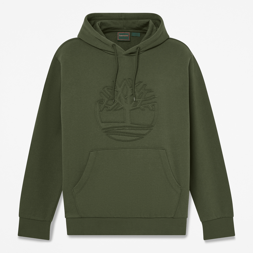 Mens Wareham Tree Logo Patch Hoodie TBL Dark Green HERO