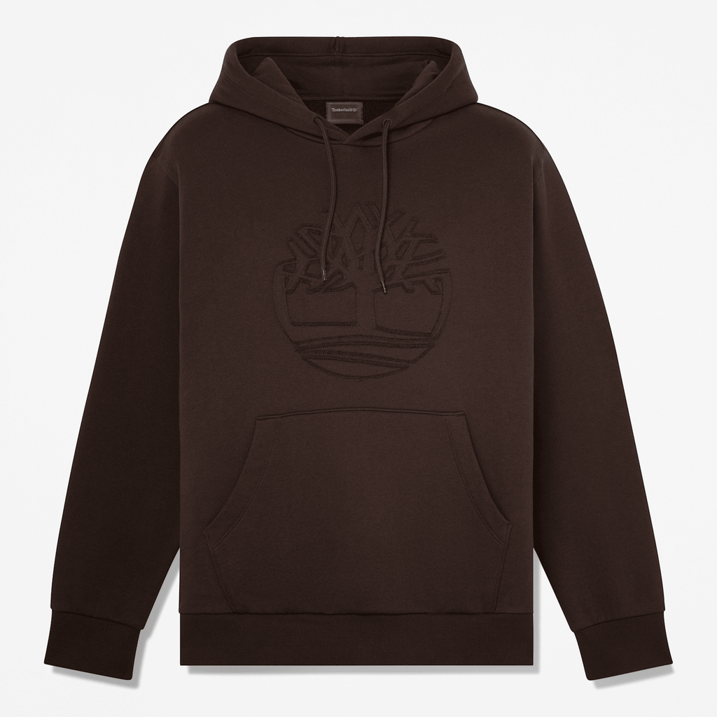 Mens Wareham Tree Logo Patch Hoodie TBL Dark Brown HERO