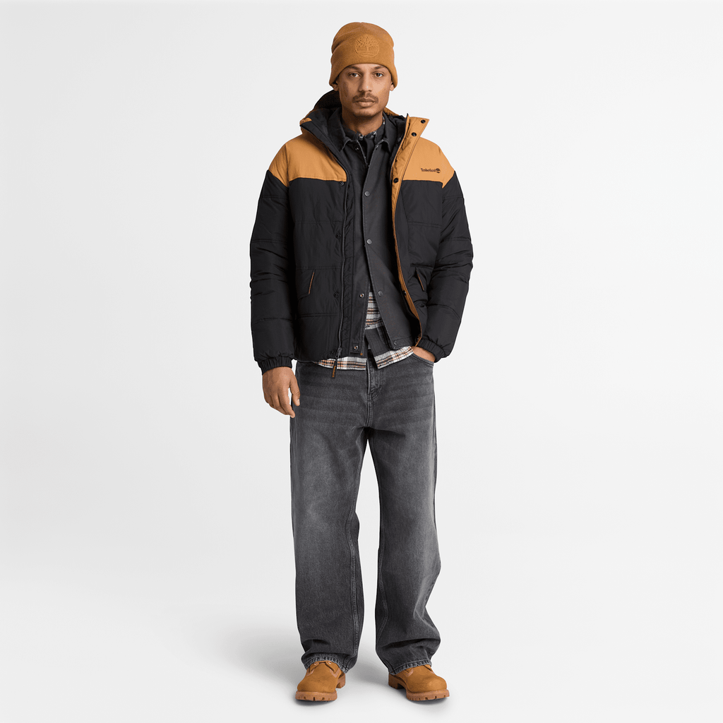 Mens Water Repellent Puffer Jacket TBL BlackWheat ALT2
