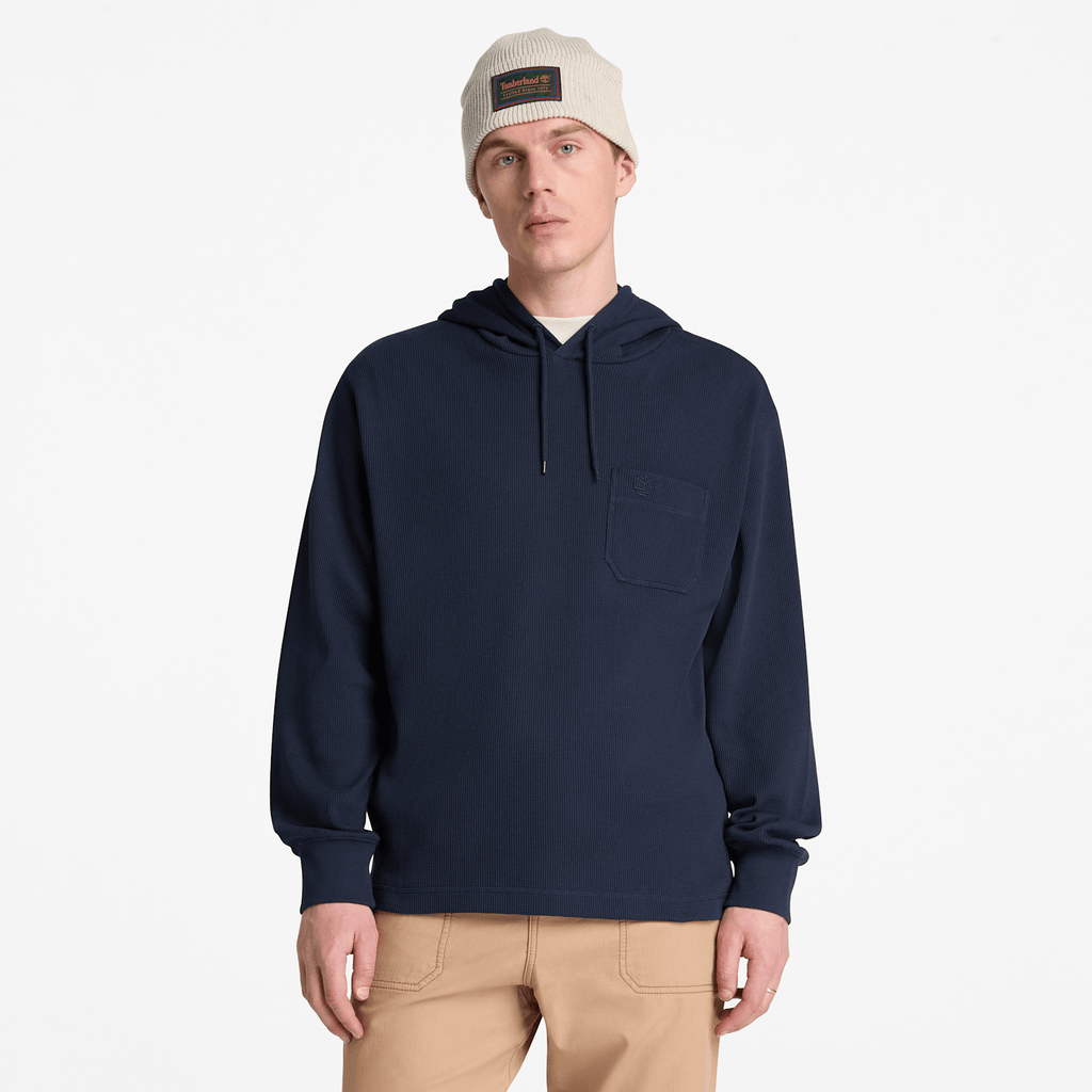 Mens Wharf River Waffle Hoodie TBL Dark Sapphire ALT1