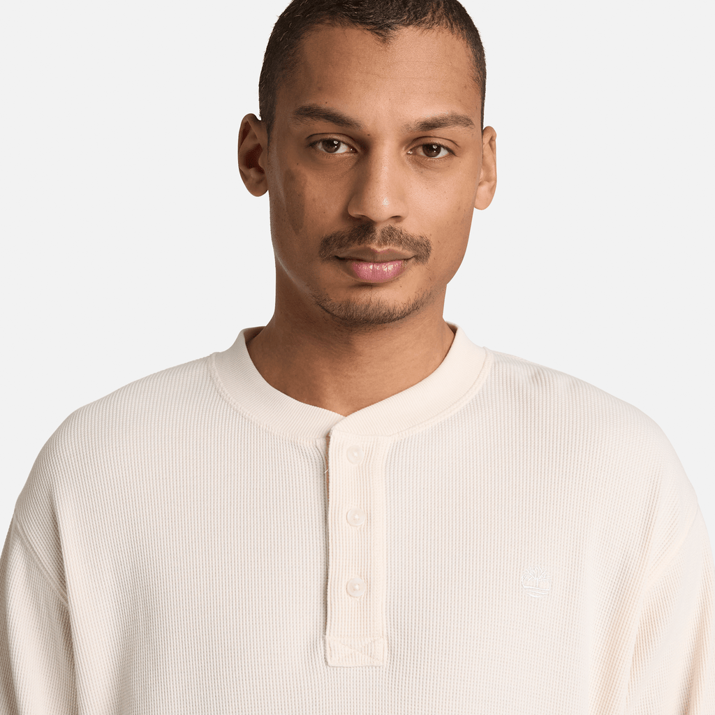 Mens Wharf River Waffle LongSleeve Polo TBL White Smoke ALT3