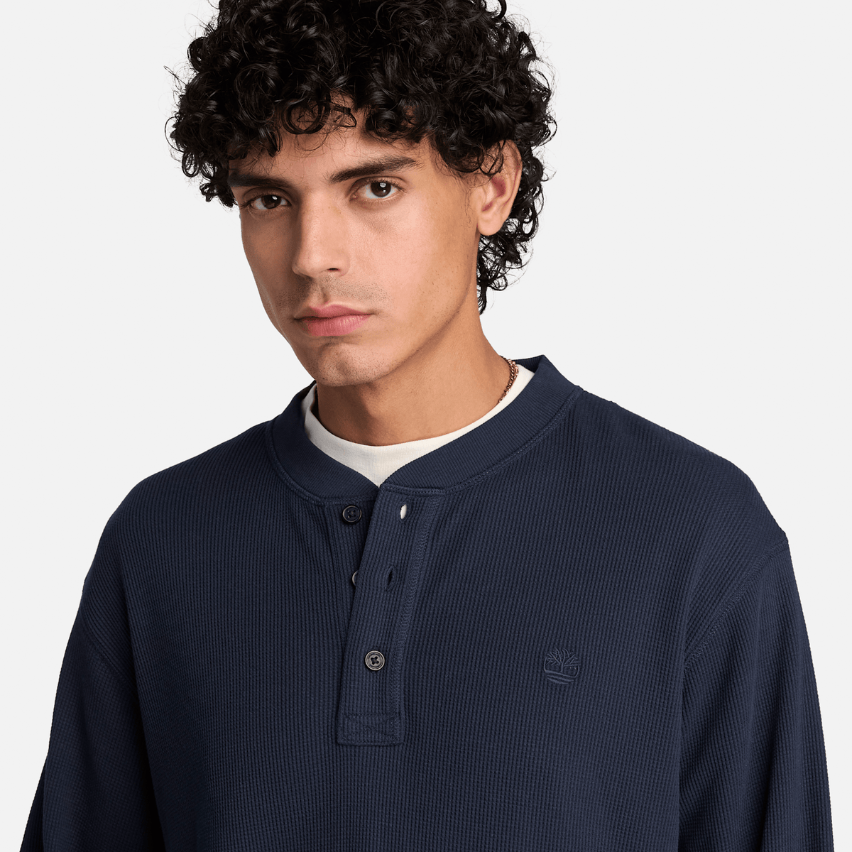 Mens Wharf River Waffle LongSleeve Polo TBL Dark Sapphire ALT3