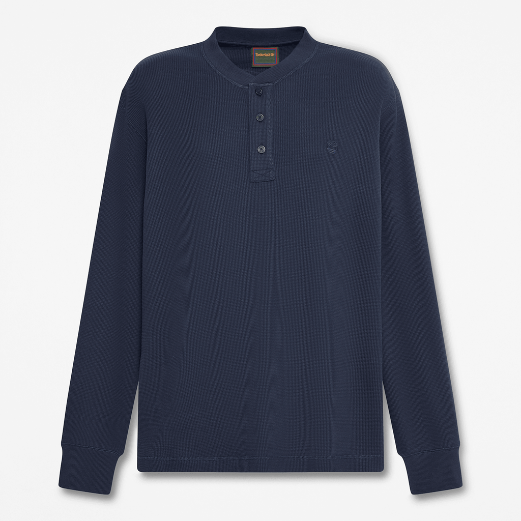 Mens Wharf River Waffle LongSleeve Polo TBL Dark Sapphire HERO