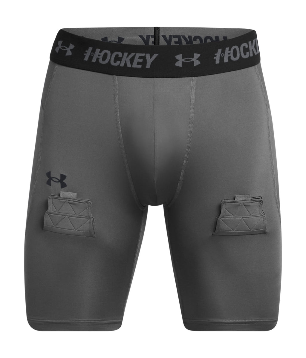 UA Hockey Compression Men's 9" Shorts - Gray