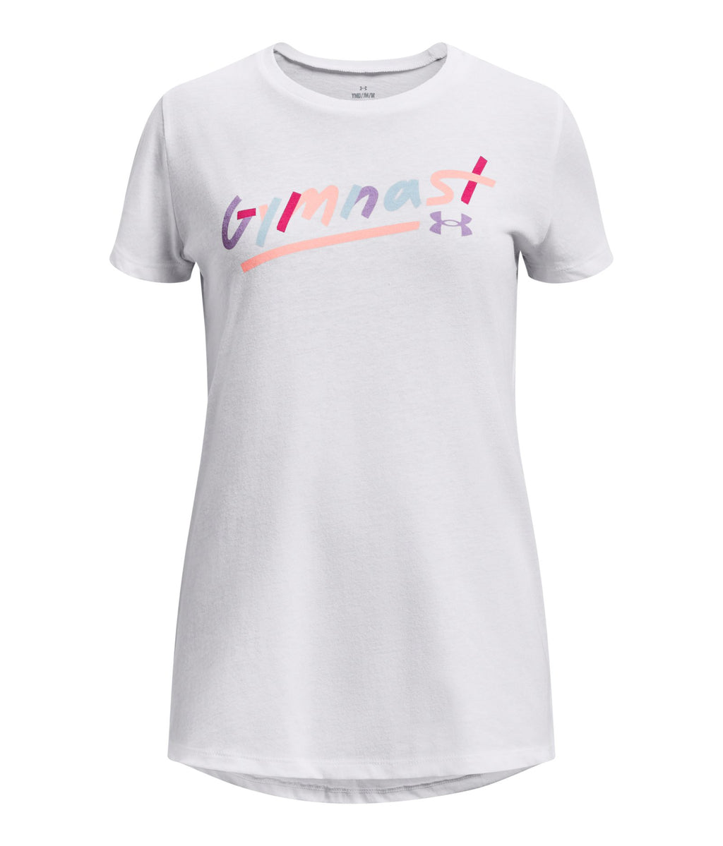 UA Gymnast Girls' Short Sleeve - White