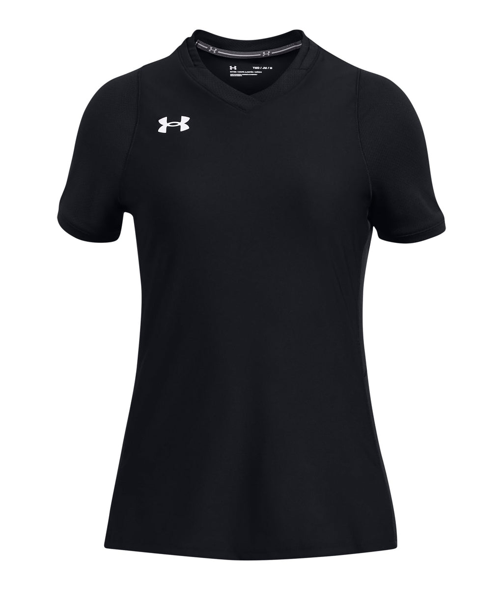 UA Powerhouse Girls' Volleyball Short Sleeve Jersey - Black