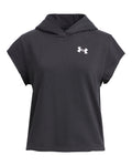 Girls' UA Rival Terry Short Sleeve Hoodie null - Black