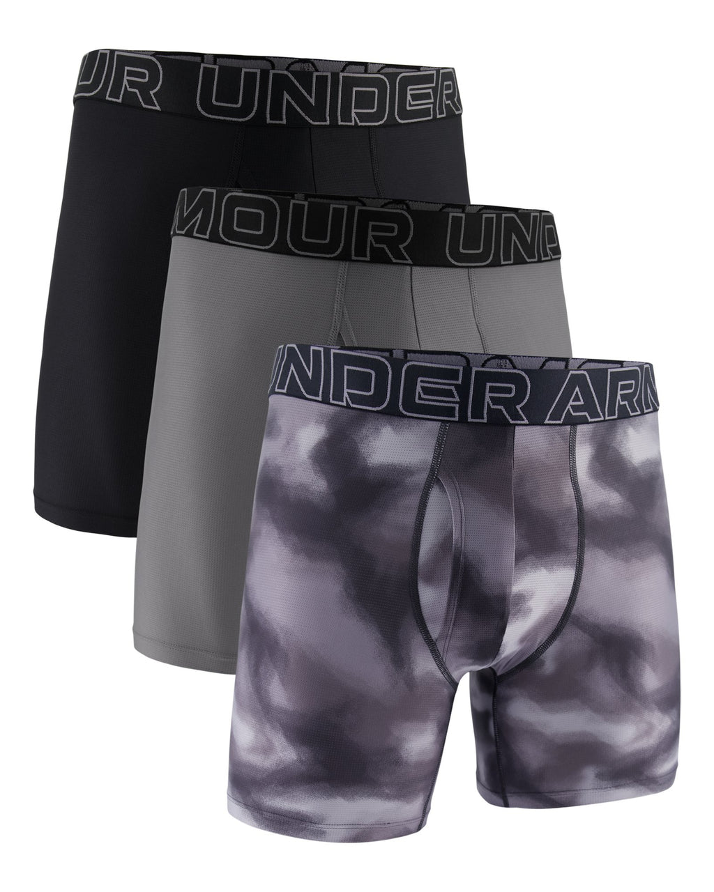 UA Performance Tech™ Mesh Printed Men's 6" Boxerjock® - Gray