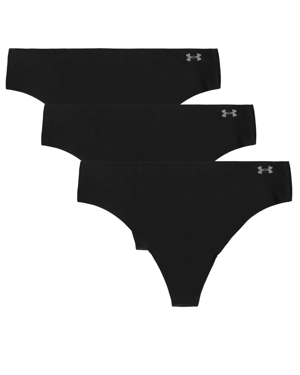 UA Pure Stretch Women's 3-Pack No Show Thong - Black