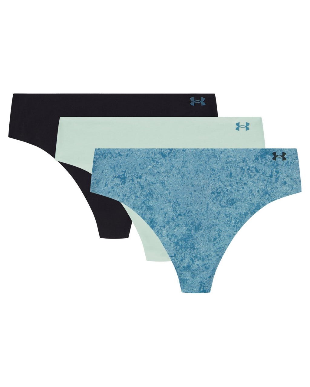 UA Pure Stretch Printed Women's 3-Pack No Show Thong - Blue