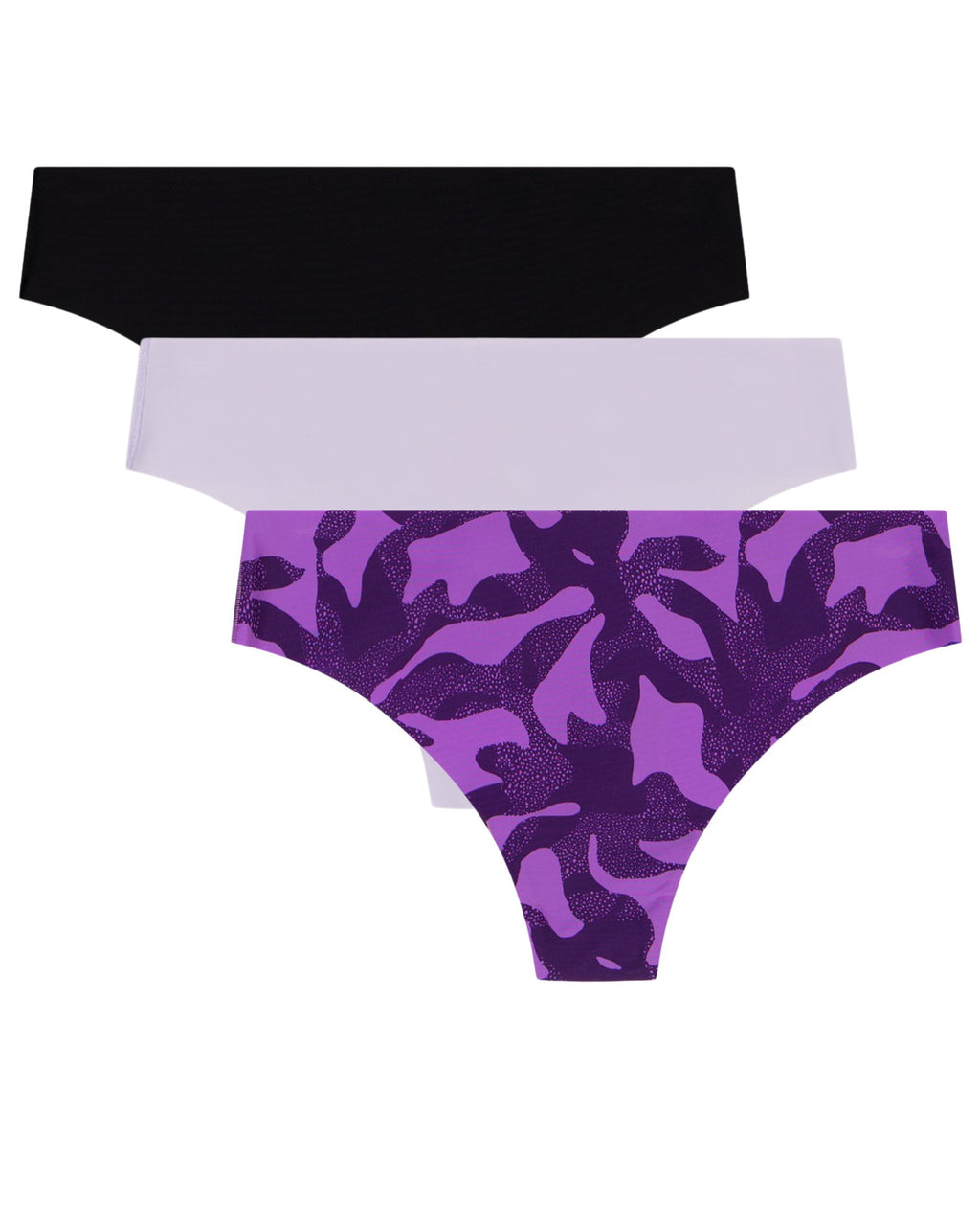 UA Essential Stretch Women's 3-Pack Printed No Show Thong - Purple