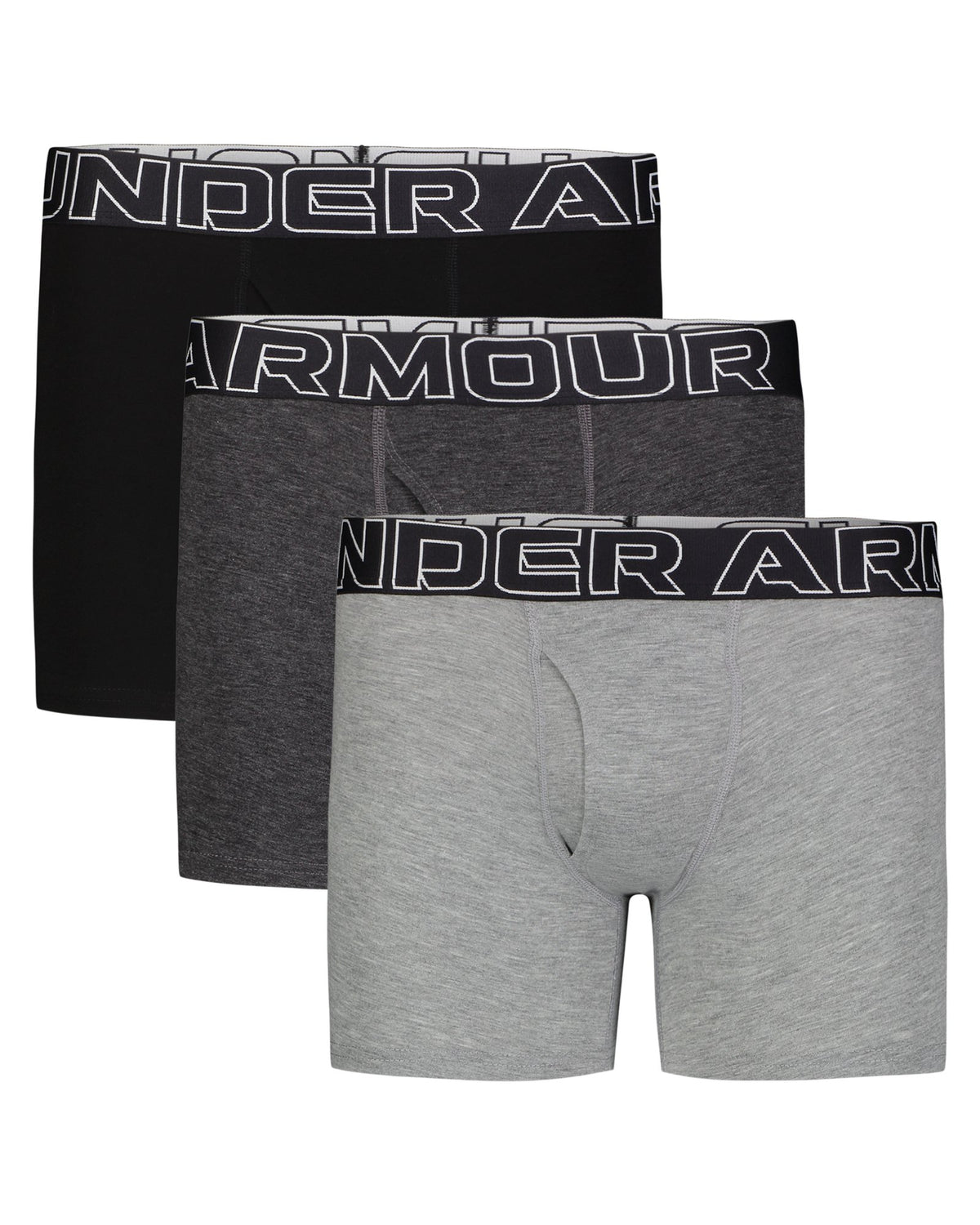 UA Performance Cotton Boys' 4" 3-Pack Boxerjock® - Gray