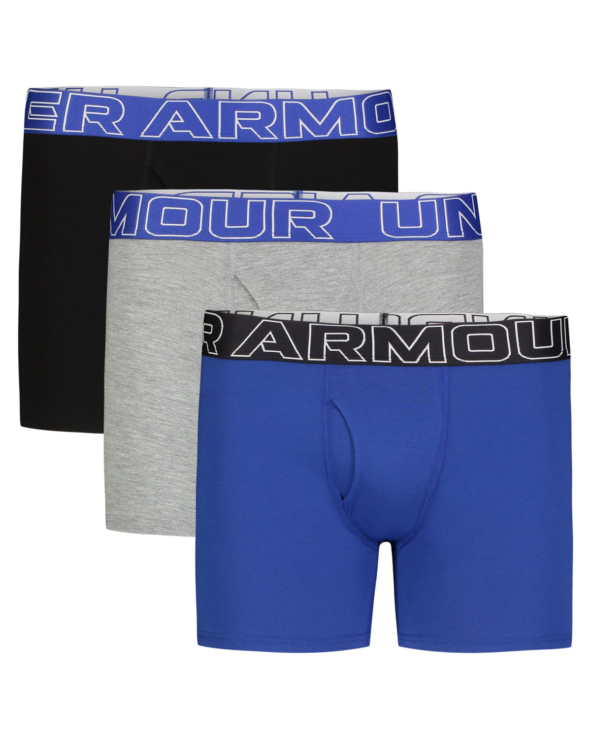 UA Performance Cotton Boys' 4" 3-Pack Boxerjock® - Blue