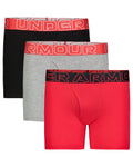 UA Performance Cotton Boys' 4" 3-Pack Boxerjock® - Red