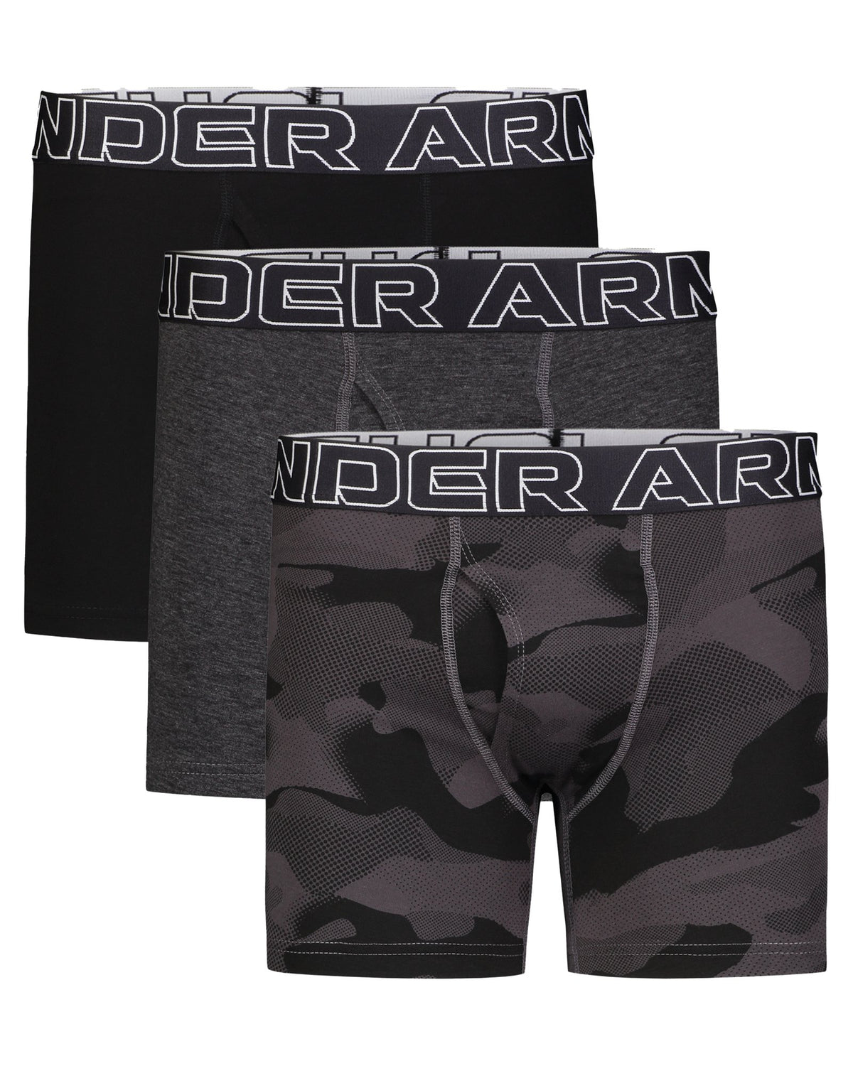 UA Performance Cotton Boys' 4" 3-Pack Boxerjock® - Gray