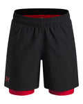 UA Woven Boys' 2-in-1 Shorts - Black