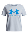 UA Big Logo Girls' Short Sleeve - Blue