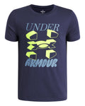 UA Split Big Logo Boys' Short Sleeve - Blue