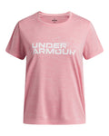 UA Tech™ Twist Wordmark Logo Girls' Short Sleeve - Pink