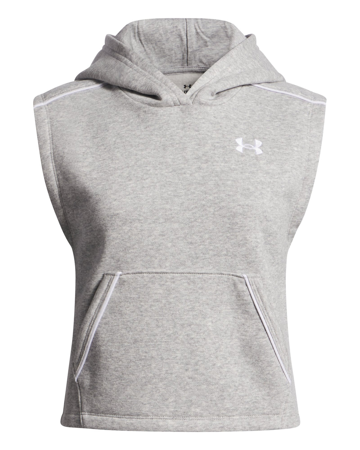 UA Rival Fleece Piped Girls' Sleeveless Hoodie - Gray