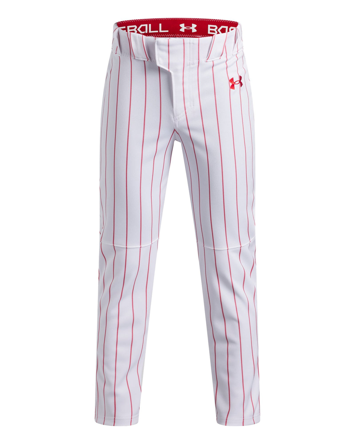 UA Utility Pro Pinstripe Tapered Boys' Baseball Pants - White