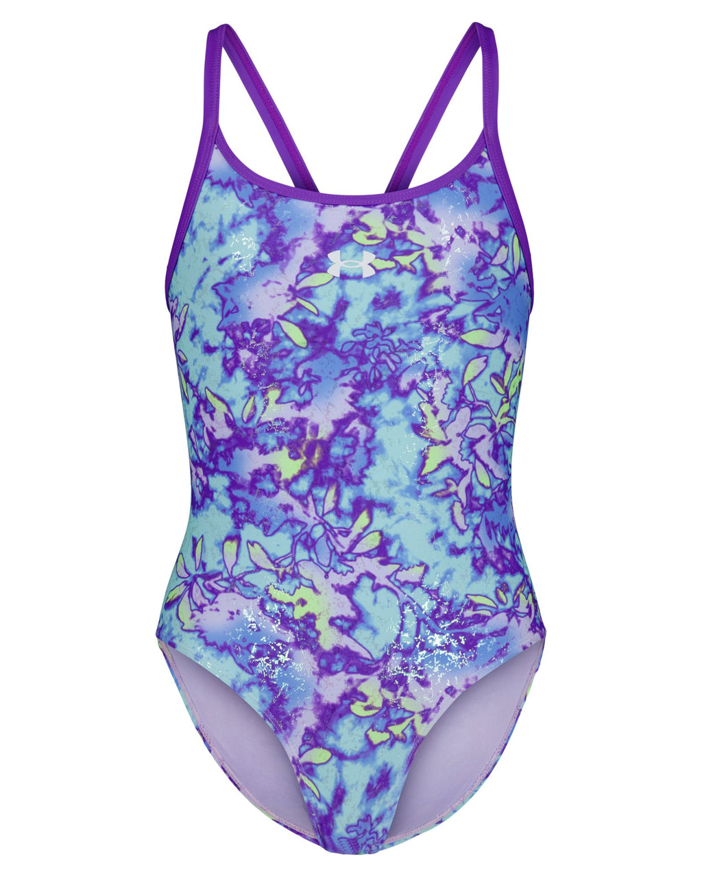 UA Floral Dye Girls' 1-Piece Swimsuit - Blue