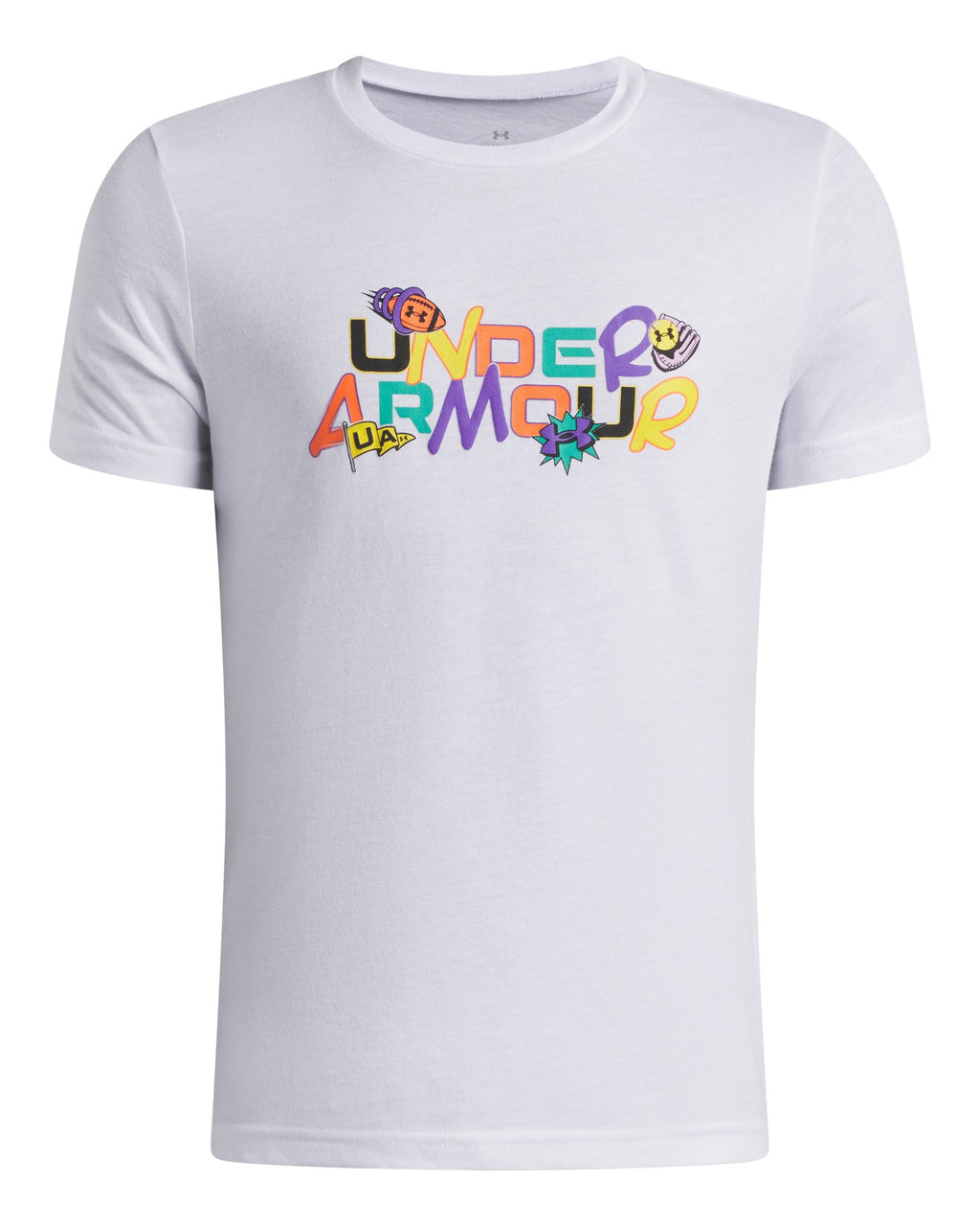 UA Patch Pack Wordmark Boys' Short Sleeve - White