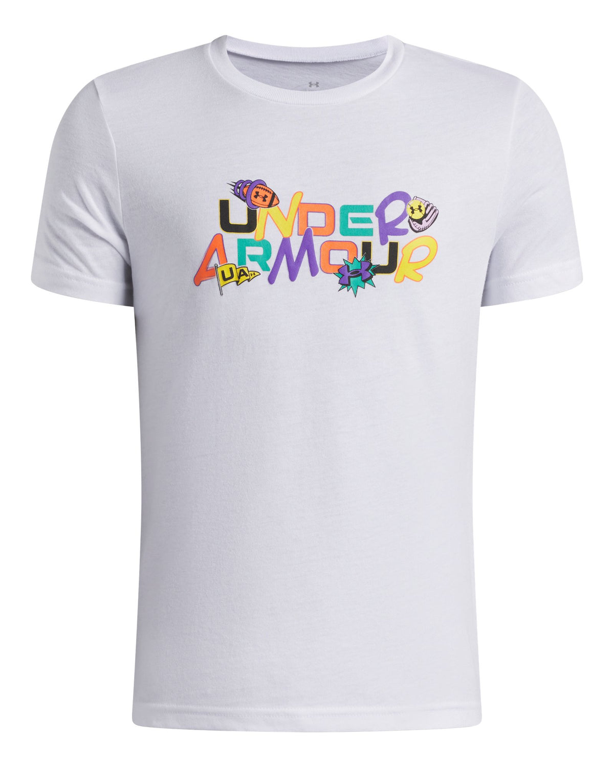UA Patch Pack Wordmark Boys' Short Sleeve - White