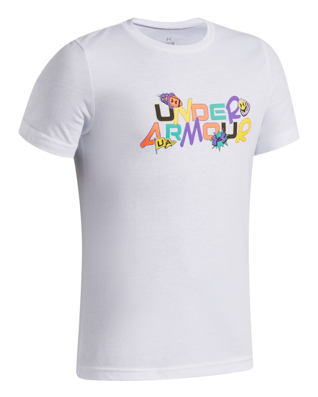 UA Patch Pack Wordmark Boys' Short Sleeve - White