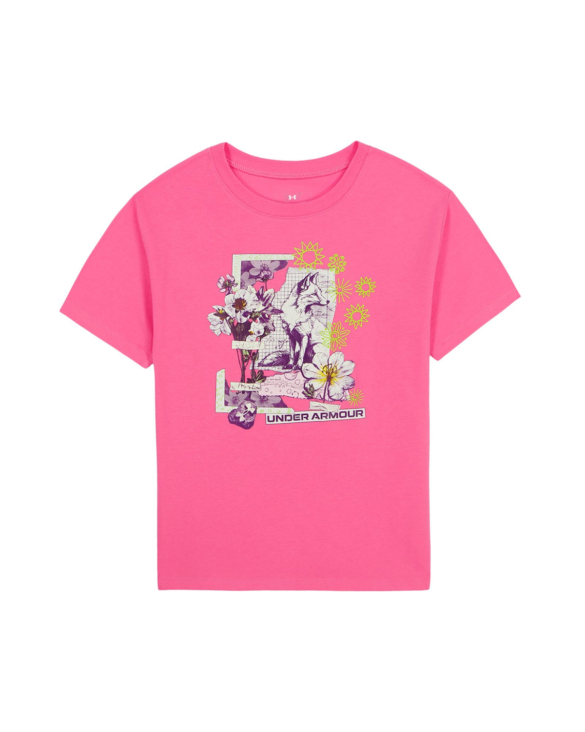 UA Fox Collage Girls' T-Shirt - Pink