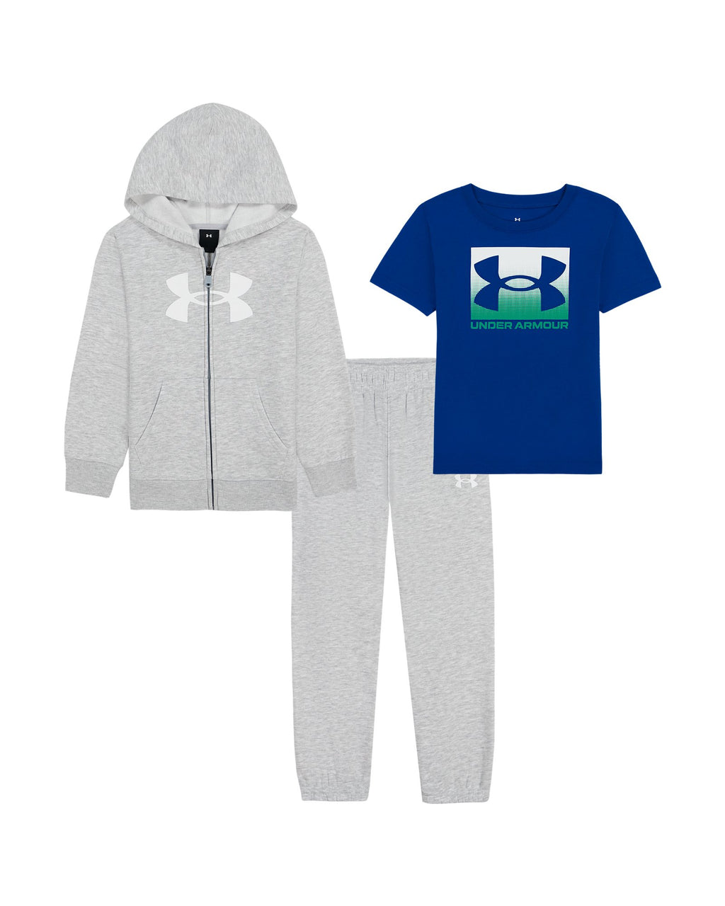 UA 3-Piece Newborn Boys' Full-Zip Hoodie Set - Gray