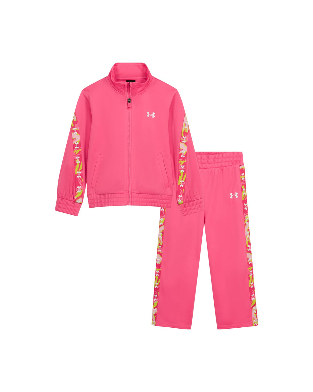 UA Rival Print Trim Tricot Little Girls' Track Set - Pink