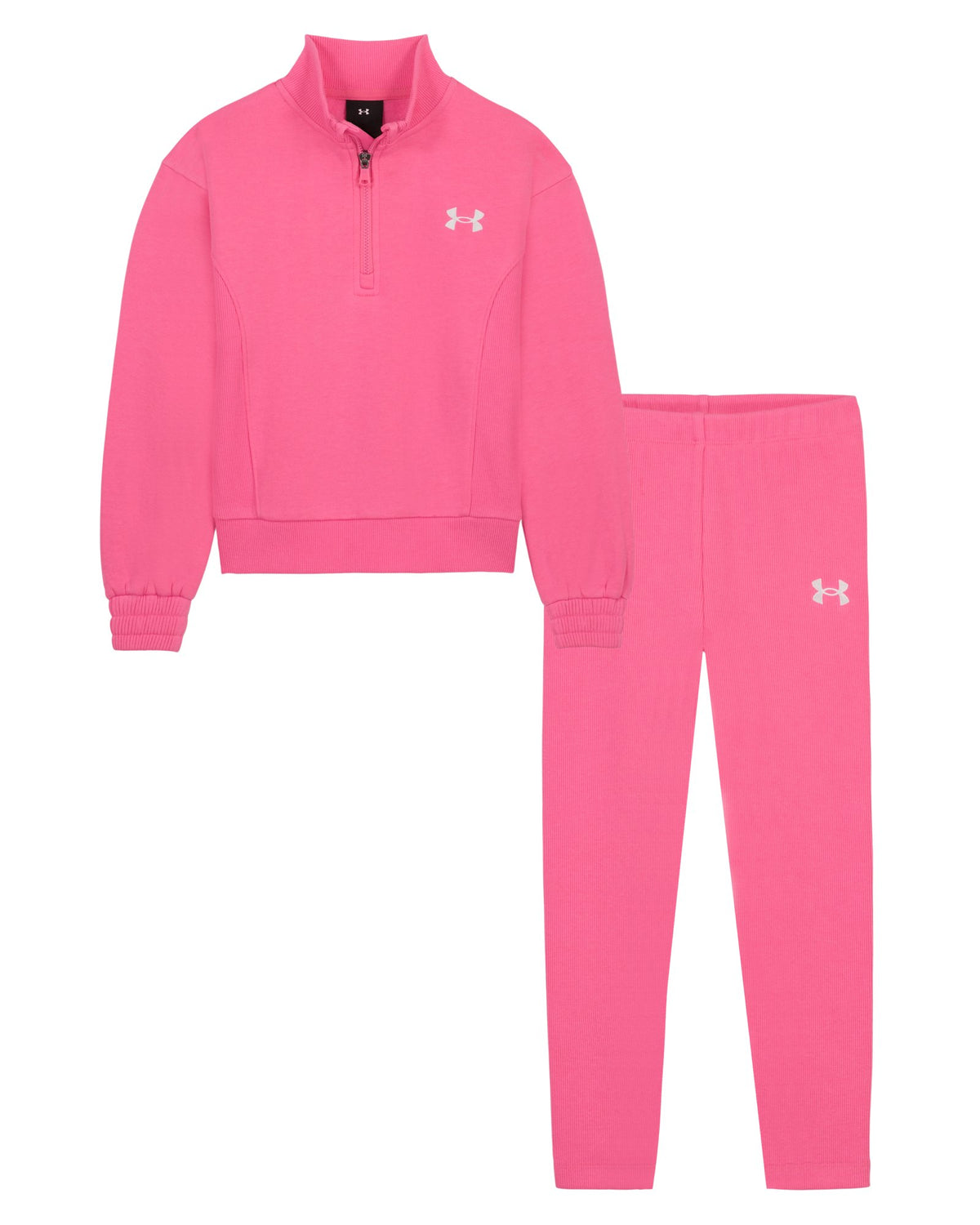 UA Ribbed Fleece Little Girls' 1/4 Zip & Leggings Set - Pink