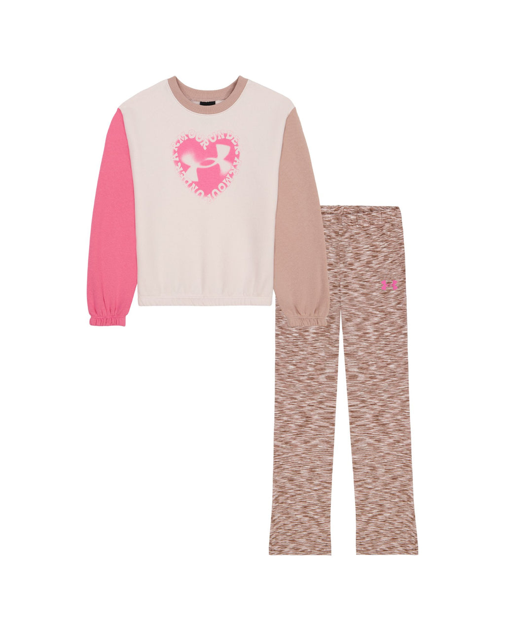 UA Colorblock Twist Flare Little Girls' Crewneck & Leggings Set - Pink