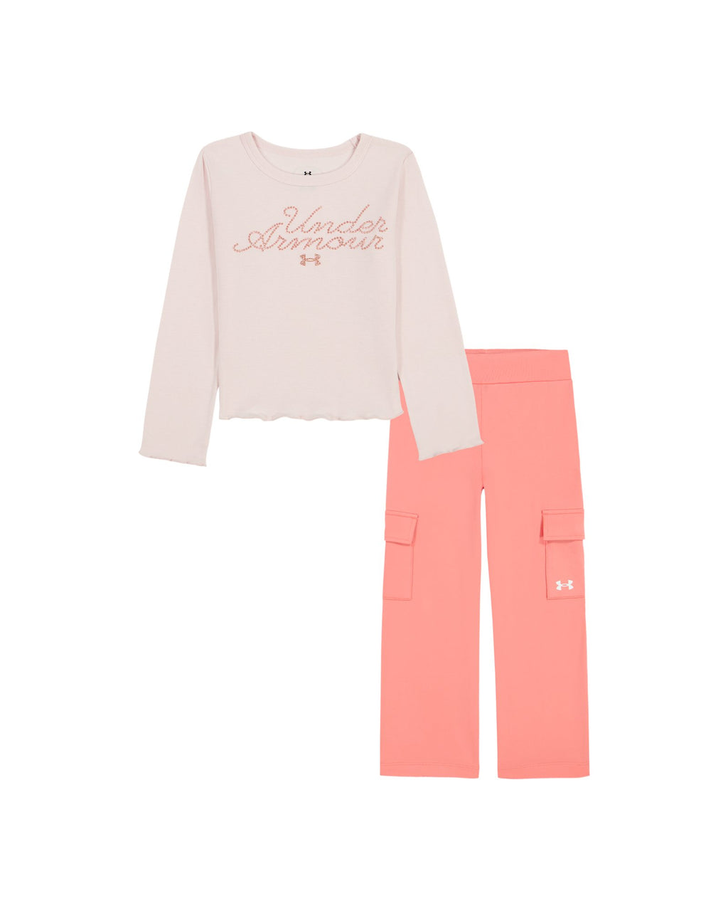 UA Ribbed Knit Toddler Girls' T-Shirt & Cargo Pants Set - Pink