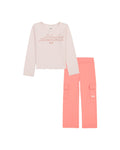UA Ribbed Knit Toddler Girls' T-Shirt & Cargo Pants Set - Pink