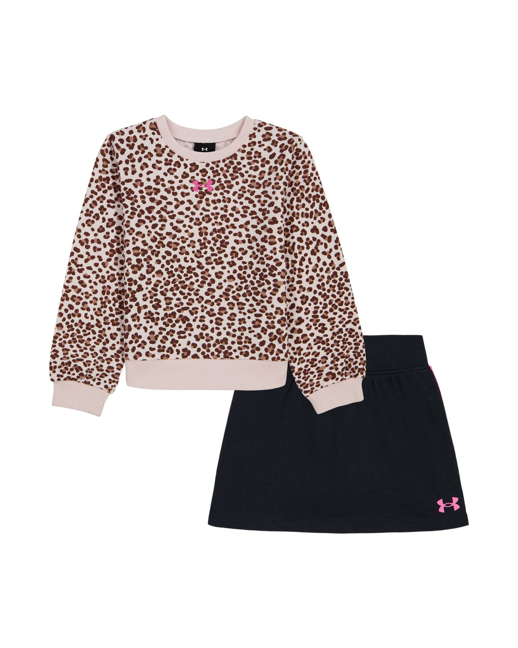 UA Rival Printed Stretch Little Girls' Crew & Skort Set - Pink