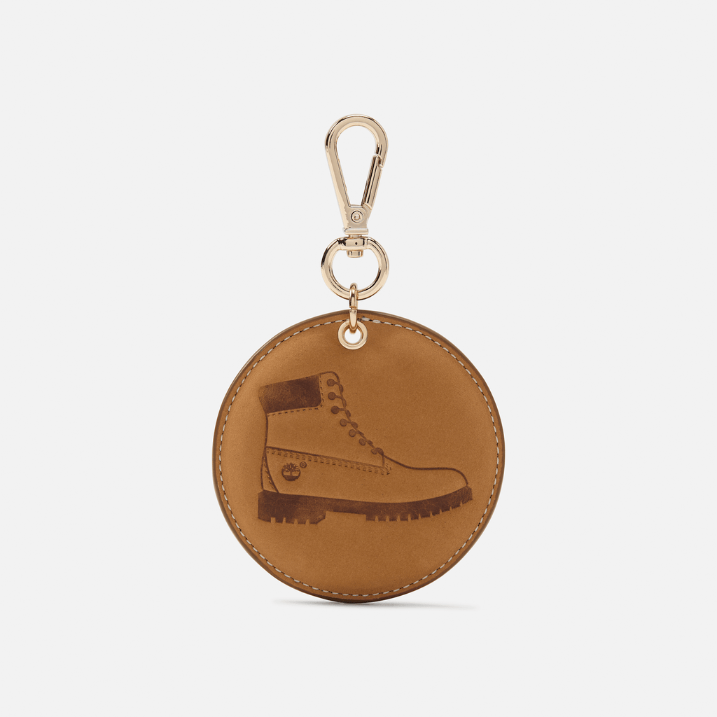 Round 2Sided Leather Key Ring TBL Wheat ALT1