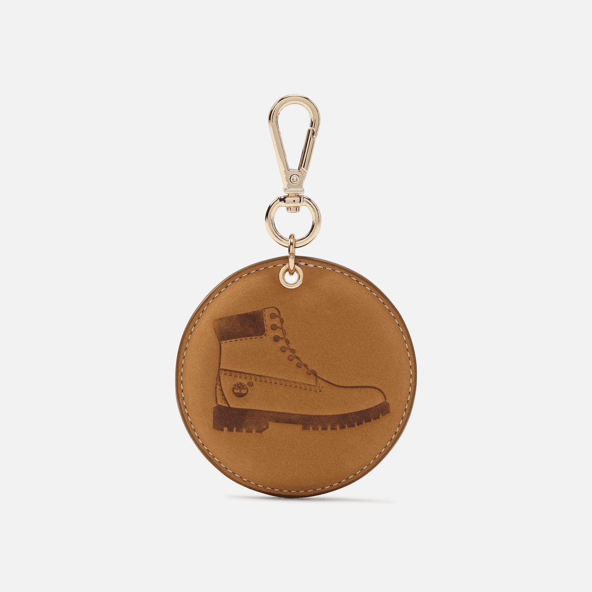 Round 2Sided Leather Key Ring TBL Wheat ALT1