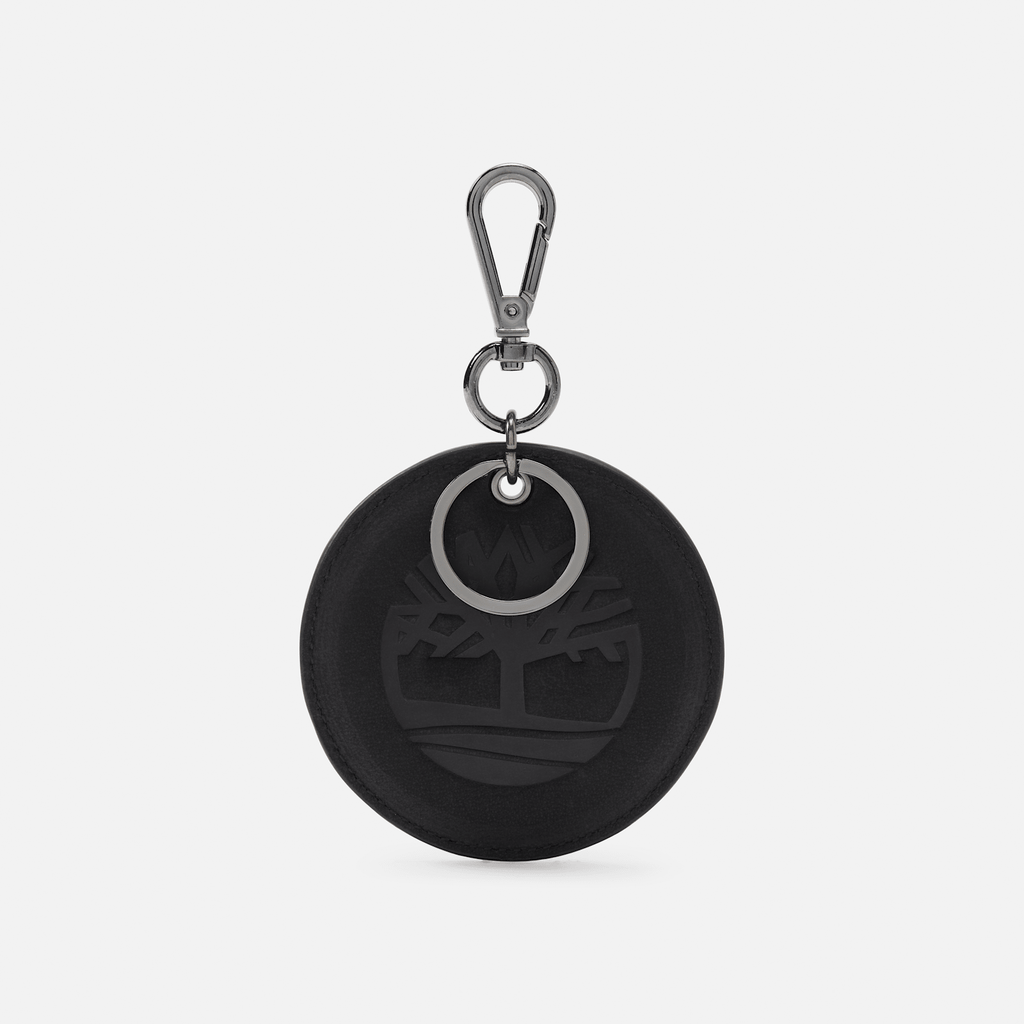 Round 2Sided Leather Key Ring TBL Jet Black HERO