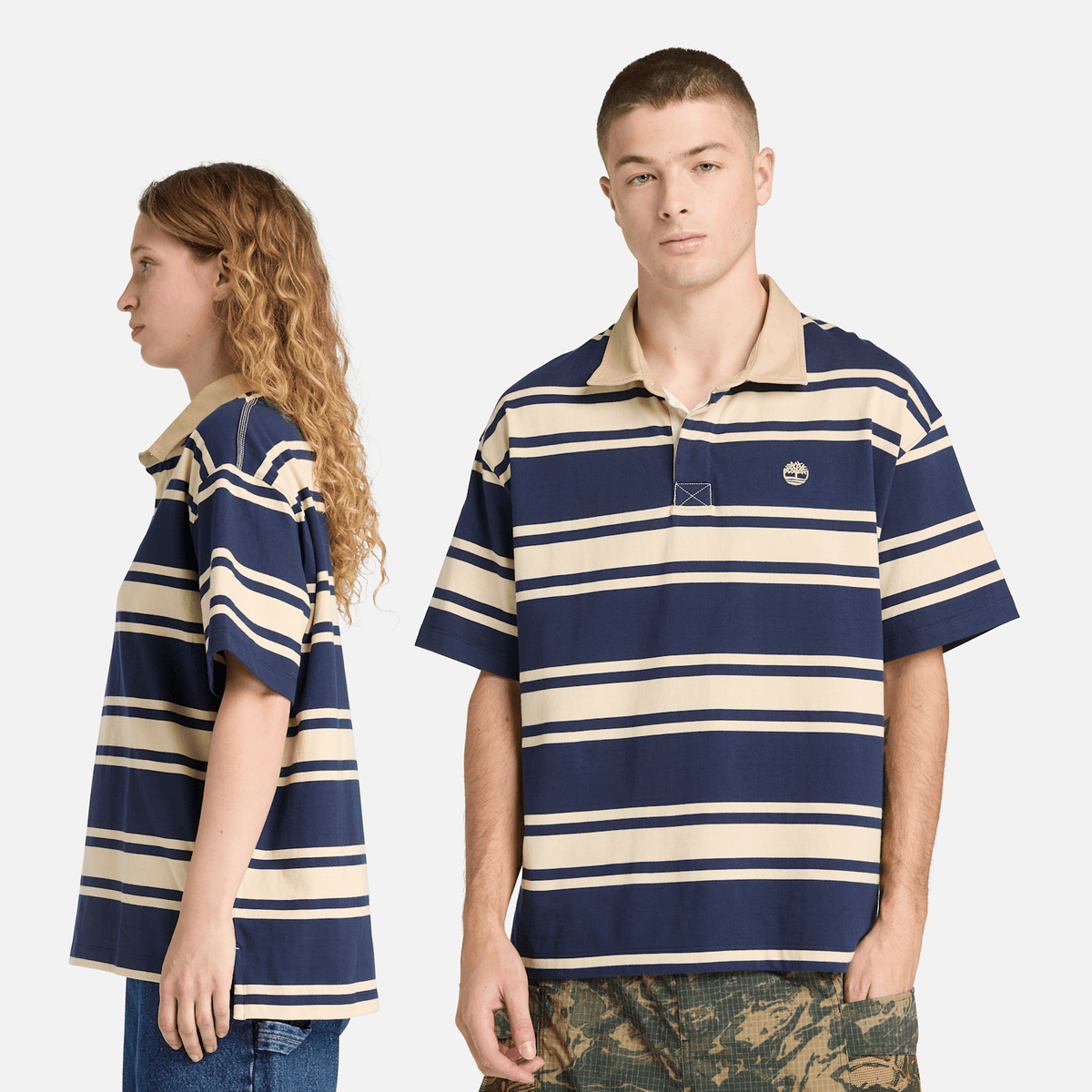 Striped ShortSleeve Rugby Polo TBL Dark Navy ALT2