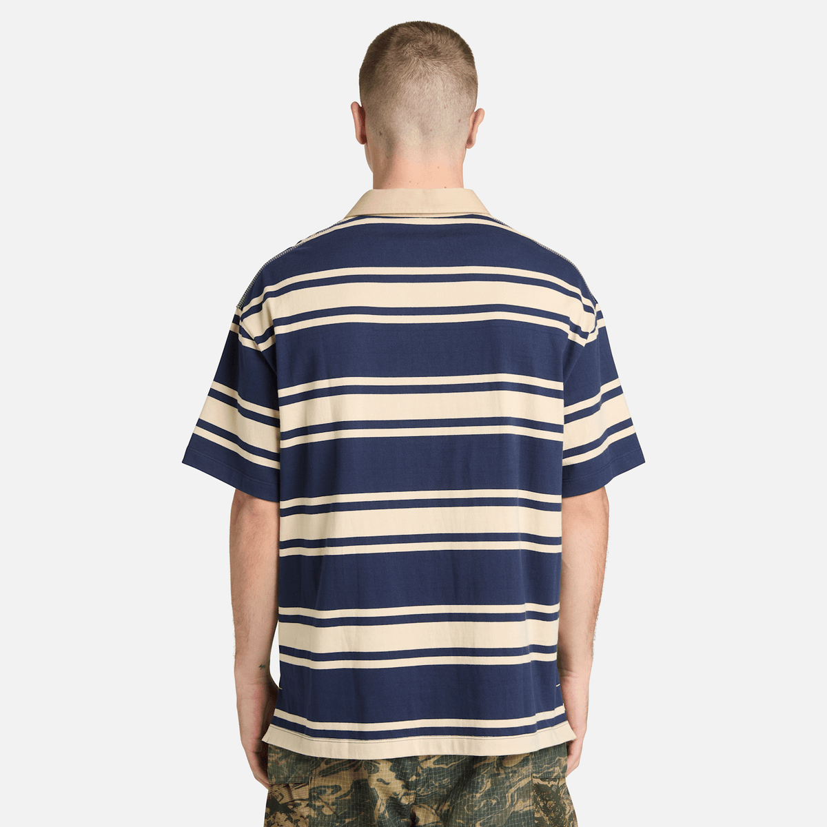 Striped ShortSleeve Rugby Polo TBL Dark Navy ALT8