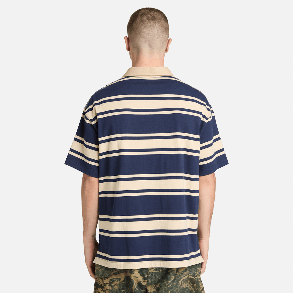 Striped ShortSleeve Rugby Polo TBL Dark Navy ALT8
