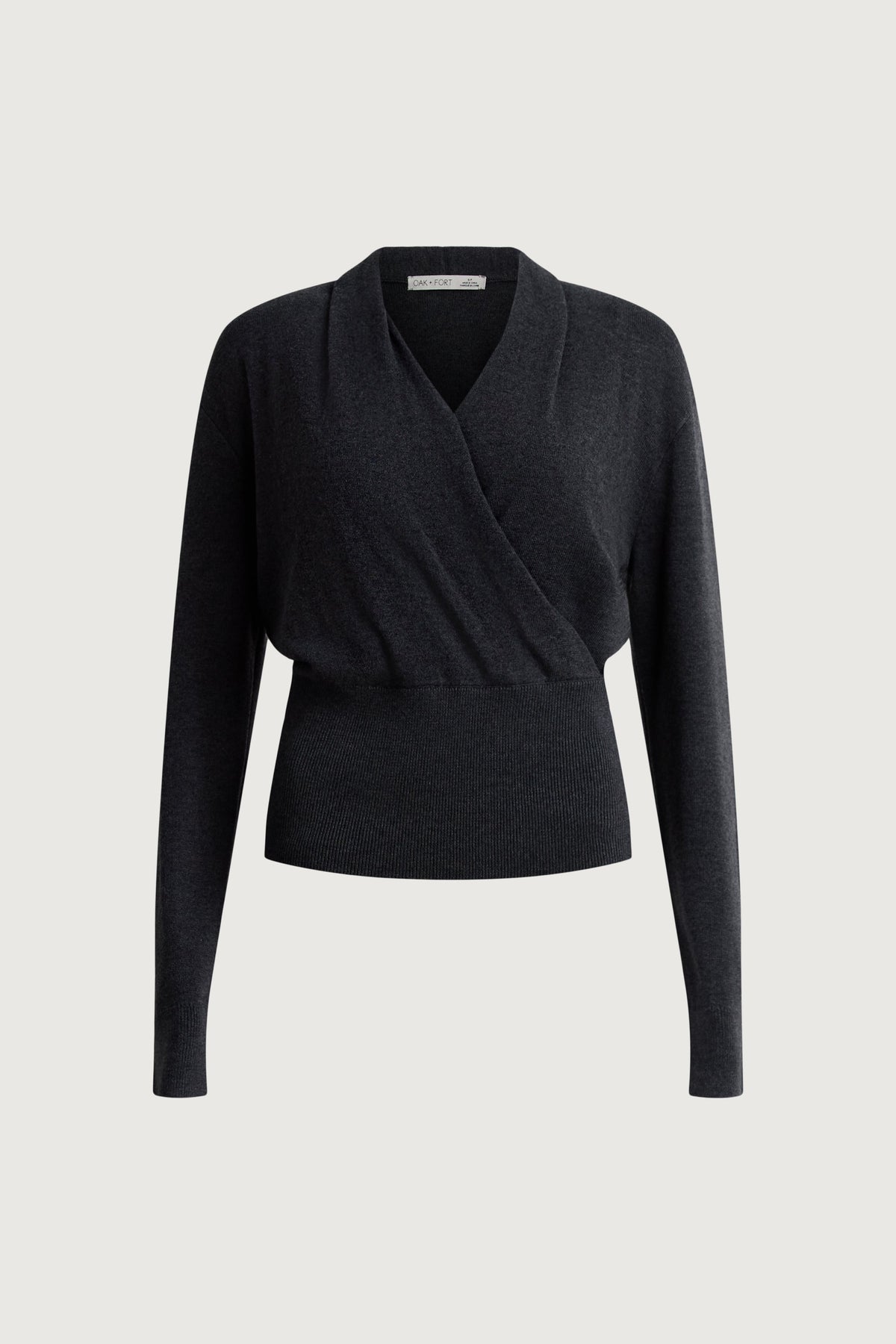 DRAPED WRAP KNIT SWEATER