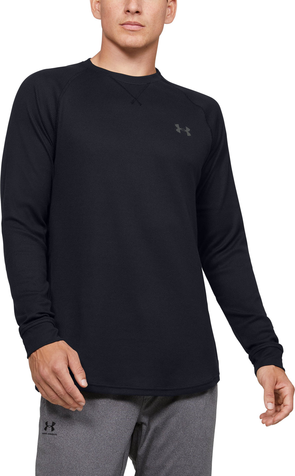 UA Waffle Men's Crew Long Sleeve - Black