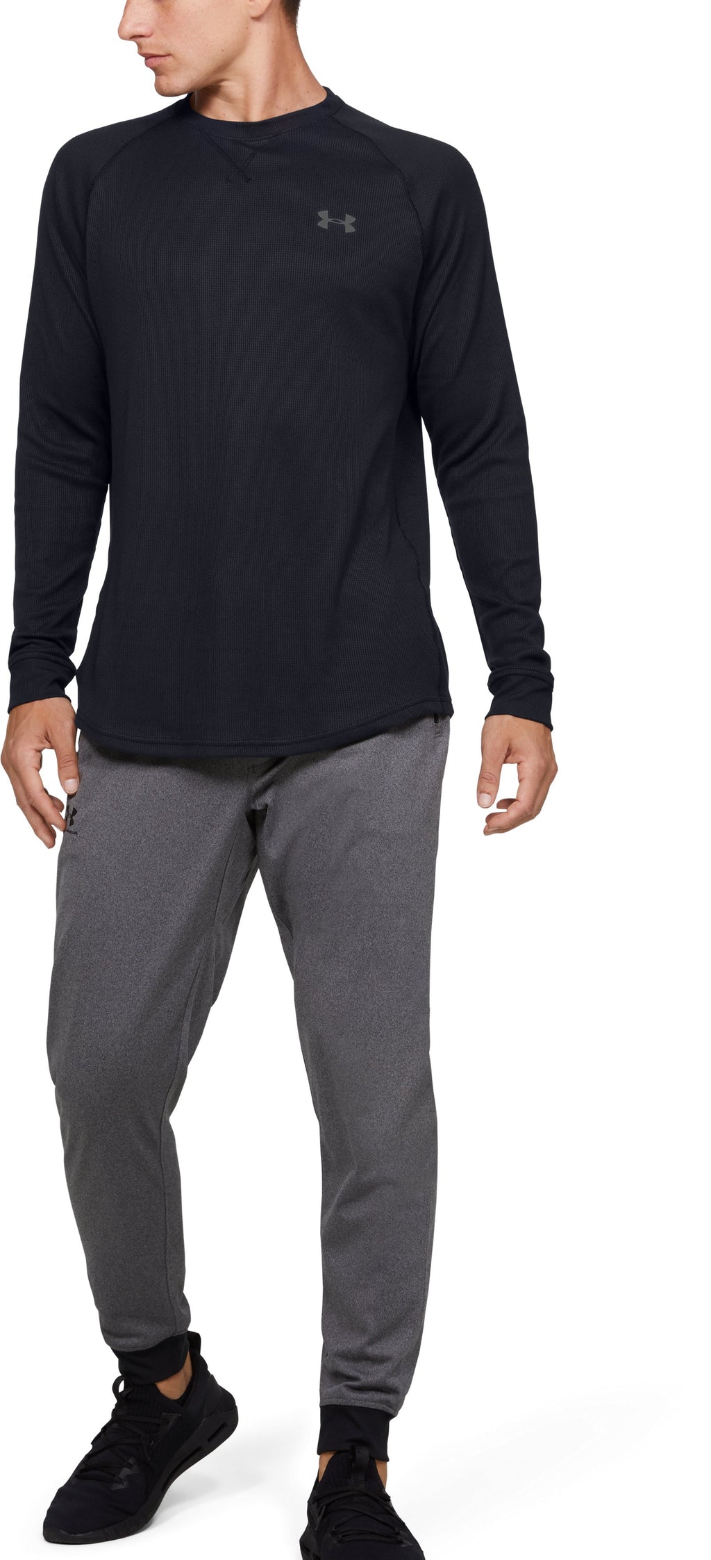 UA Waffle Men's Crew Long Sleeve - Black